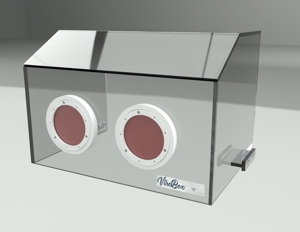 The patent pending ViraBox is an impervious transparent enclosure that is placed over patients to shield them and healthcare workers from potential contamination by the coronavirus. (Image courtesy of  Trendsetter Vulcan Offshore)