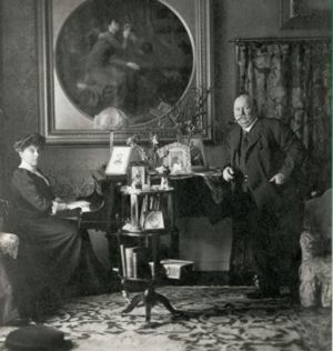 William Knox D&#x27;Arcy, the founder of BP, with his wife in their Edwardian English home. D&#x27;Arcy entered the industry in 1901 by obtaining a concession in Persia (BP)