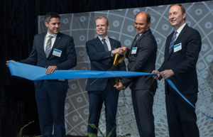 Yara International and BASF executives joined with community members and business partners to celebrate the opening of a new world-scale ammonia plant in Freeport, Texas  Pictured from left are Magnus Krogh Ankarstrand, Senior Vice President, Business Unit North America, Yara; Svein Tore Holsether, CEO and President, Yara; Martin Brudermüller, Vice Chairman of the Board of Executive Directors and Chief Technology Officer, BASF SE and Wayne T. Smith, Member of the Board of Executive Directors, BASF SE and Chairman and CEO, BASF Corporation.