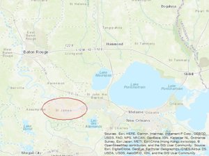 St. James Parish in Louisiana selected for a $9.4 billion chemical manufacturing complex MAPSOURCE:EWA